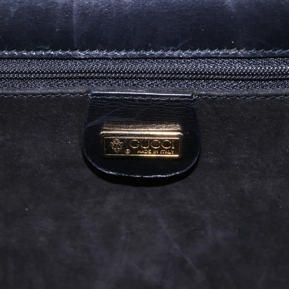 GUCCI Hand Bag Leather Black Gold 000 46 0079 Auth BA6441