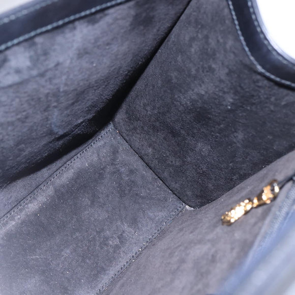 GUCCI Hand Bag Leather Black Gold 000 46 0079 Auth BA6441