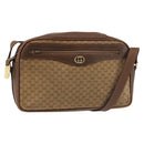 GUCCI Micro GG Canvas Shoulder Bag Suede Beige Gold Auth BA6442-1