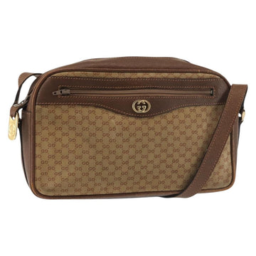 GUCCI Micro GG Canvas Shoulder Bag Suede Beige Gold Auth BA6442