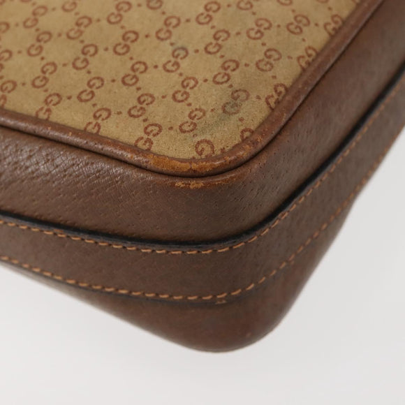 GUCCI Micro GG Canvas Shoulder Bag Suede Beige Gold Auth BA6442