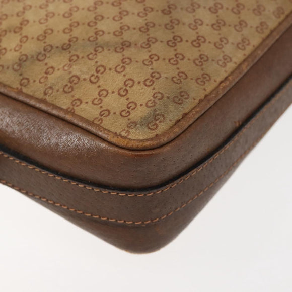 GUCCI Micro GG Canvas Shoulder Bag Suede Beige Gold Auth BA6442