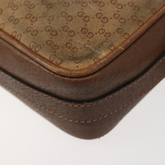 GUCCI Micro GG Canvas Shoulder Bag Suede Beige Gold Auth BA6442