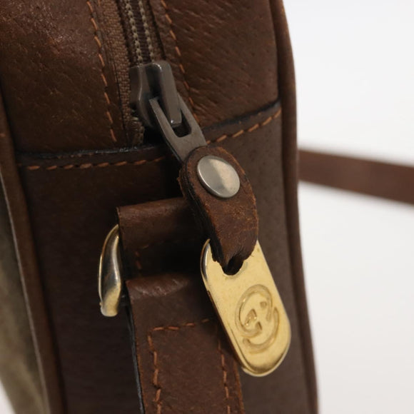 GUCCI Micro GG Canvas Shoulder Bag Suede Beige Gold Auth BA6442