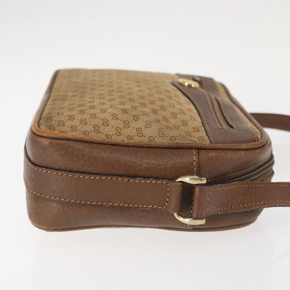 GUCCI Micro GG Canvas Shoulder Bag Suede Beige Gold Auth BA6442