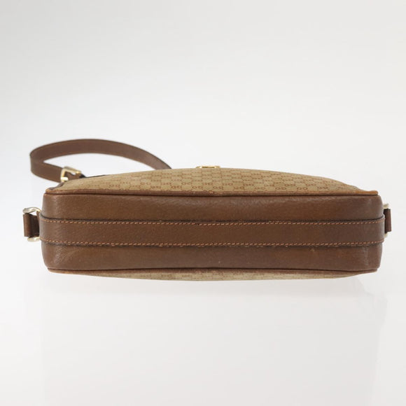 GUCCI Micro GG Canvas Shoulder Bag Suede Beige Gold Auth BA6442