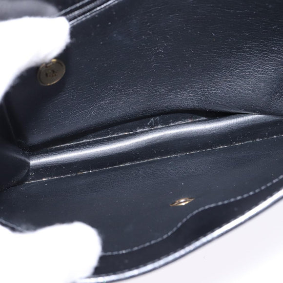 Christian Dior Shoulder Bag Leather Black Gold Auth BA6450