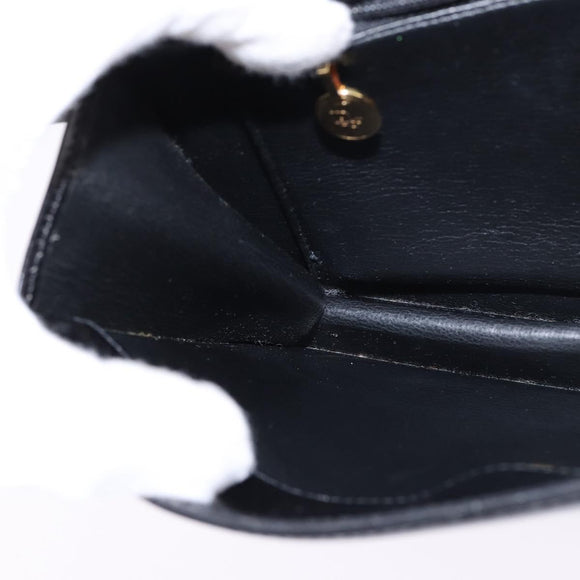 Christian Dior Shoulder Bag Leather Black Gold Auth BA6450