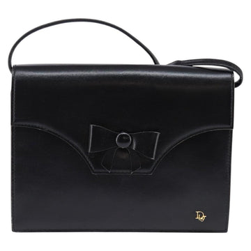 Christian Dior Shoulder Bag Leather Black Gold Auth BA6450 - 0