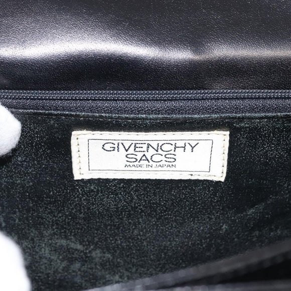 GIVENCHY Hand Bag Leather Black Gold Auth BA6452