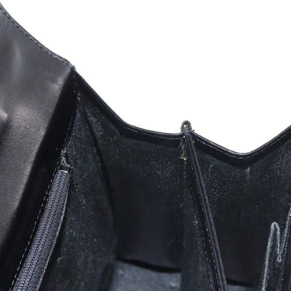 GIVENCHY Hand Bag Leather Black Gold Auth BA6452