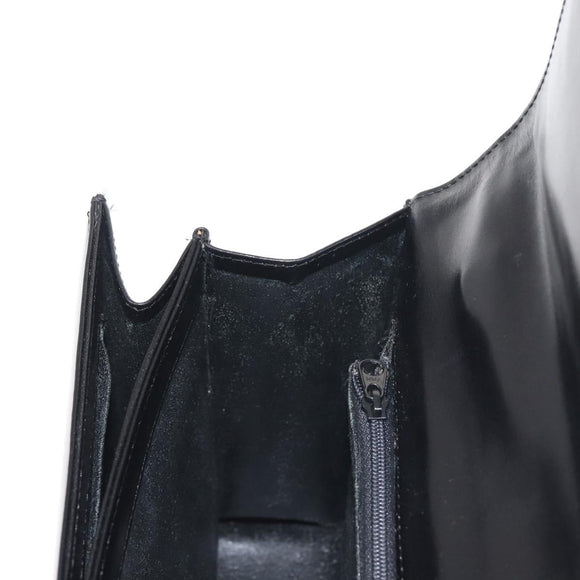 GIVENCHY Hand Bag Leather Black Gold Auth BA6452