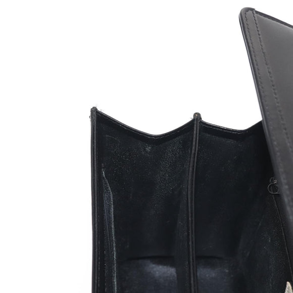 GIVENCHY Hand Bag Leather Black Gold Auth BA6452