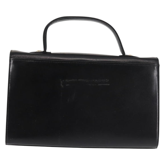 GIVENCHY Hand Bag Leather Black Gold Auth BA6452