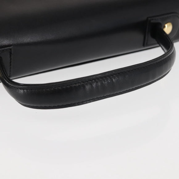 GIVENCHY Hand Bag Leather Black Gold Auth BA6452