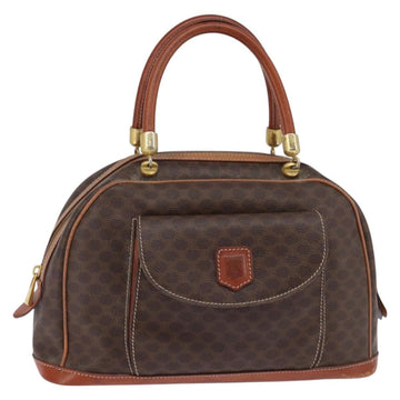 CELINE Macadam Canvas Hand Bag PVC Leather Brown Gold Auth BA6456