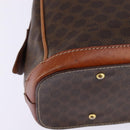 CELINE Macadam Canvas Hand Bag PVC Leather Brown Gold Auth BA6456-15