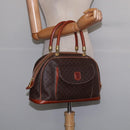 CELINE Macadam Canvas Hand Bag PVC Leather Brown Gold Auth BA6456-21