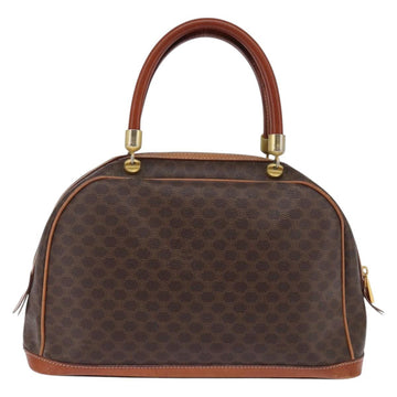 CELINE Macadam Canvas Hand Bag PVC Leather Brown Gold Auth BA6456 - 0
