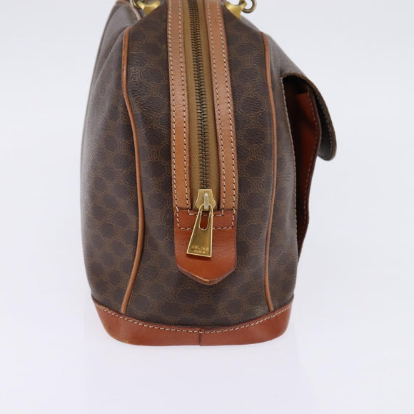 CELINE Macadam Canvas Hand Bag PVC Leather Brown Gold Auth BA6456