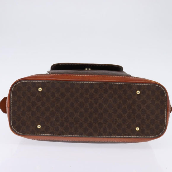 CELINE Macadam Canvas Hand Bag PVC Leather Brown Gold Auth BA6456