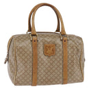 CELINE Macadam Canvas Boston Bag PVC Beige Gold Auth BA6457-1