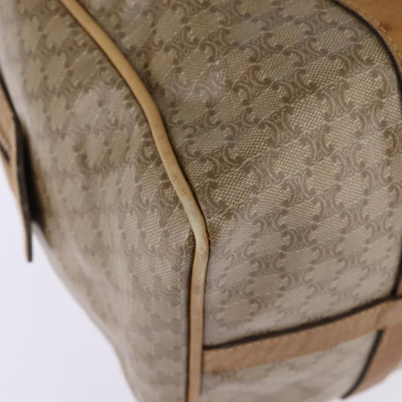 CELINE Macadam Canvas Boston Bag PVC Beige Gold Auth BA6457