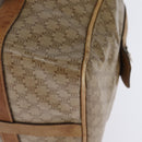 CELINE Macadam Canvas Boston Bag PVC Beige Gold Auth BA6457-13