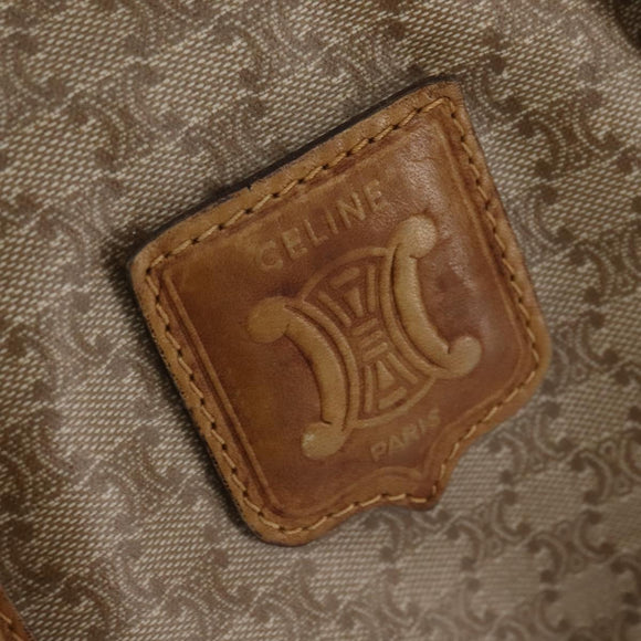 CELINE Macadam Canvas Boston Bag PVC Beige Gold Auth BA6457