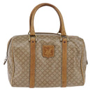 CELINE Macadam Canvas Boston Bag PVC Beige Gold Auth BA6457-2