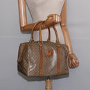 CELINE Macadam Canvas Boston Bag PVC Beige Gold Auth BA6457-21