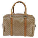 CELINE Macadam Canvas Boston Bag PVC Beige Gold Auth BA6457-3