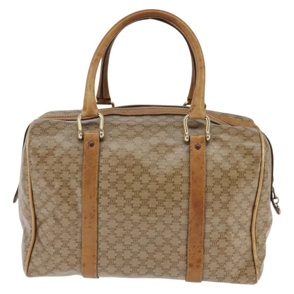 CELINE Macadam Canvas Boston Bag PVC Beige Gold Auth BA6457