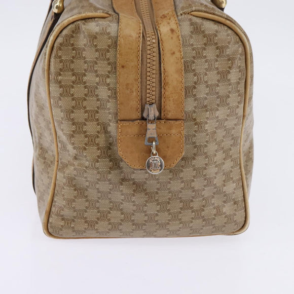 CELINE Macadam Canvas Boston Bag PVC Beige Gold Auth BA6457