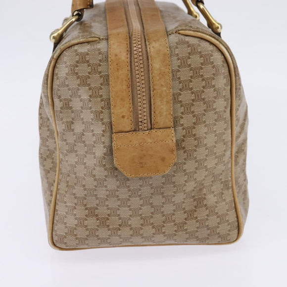 CELINE Macadam Canvas Boston Bag PVC Beige Gold Auth BA6457