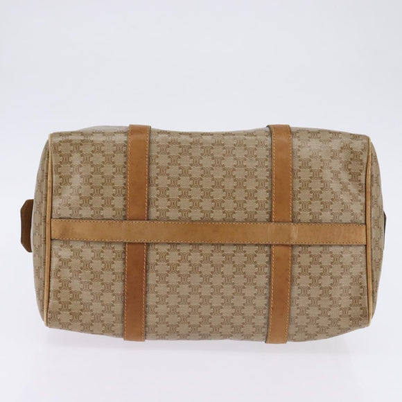 CELINE Macadam Canvas Boston Bag PVC Beige Gold Auth BA6457