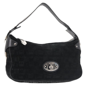 BALLY Shoulder Bag Suede Leather Black Silver Auth BA6459