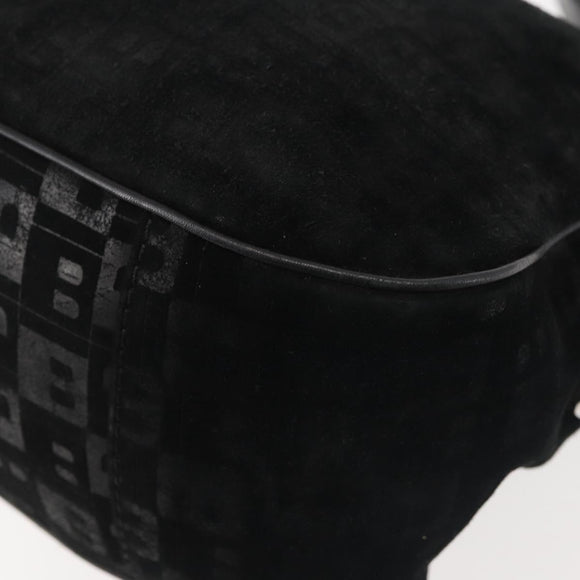 BALLY Shoulder Bag Suede Leather Black Silver Auth BA6459