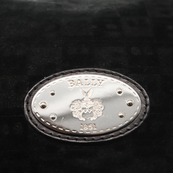 BALLY Shoulder Bag Suede Leather Black Silver Auth BA6459