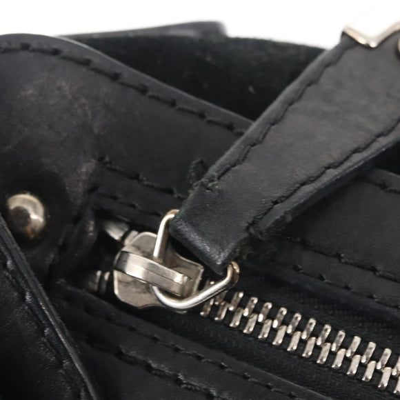 BALLY Shoulder Bag Suede Leather Black Silver Auth BA6459