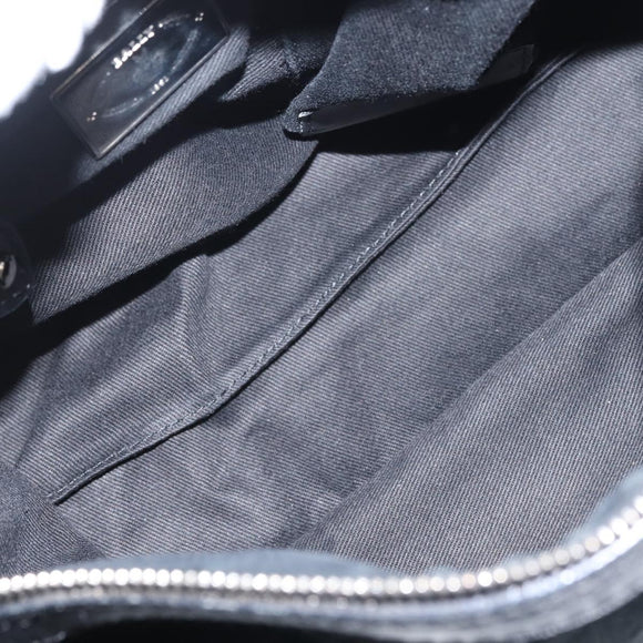 BALLY Shoulder Bag Suede Leather Black Silver Auth BA6459