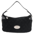BALLY Shoulder Bag Suede Leather Black Silver Auth BA6459-2