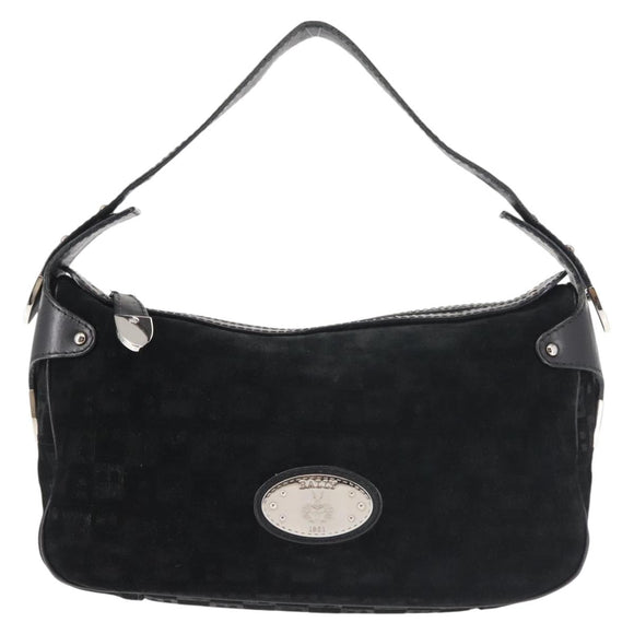 BALLY Shoulder Bag Suede Leather Black Silver Auth BA6459