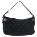 BALLY Shoulder Bag Suede Leather Black Silver Auth BA6459-3