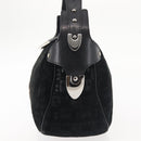 BALLY Shoulder Bag Suede Leather Black Silver Auth BA6459-4