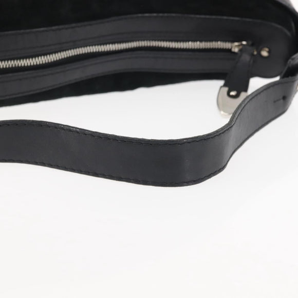 BALLY Shoulder Bag Suede Leather Black Silver Auth BA6459