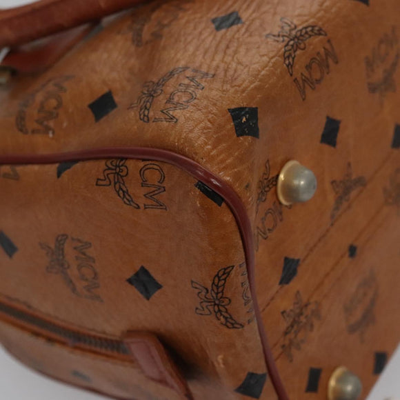 MCM Vicetos Logogram Hand Bag PVC Leather 2way Brown Gold Auth BA646