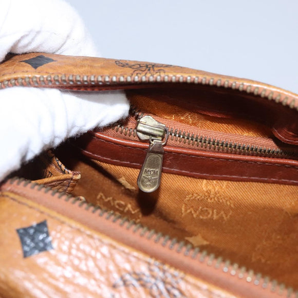 MCM Vicetos Logogram Hand Bag PVC Leather 2way Brown Gold Auth BA646