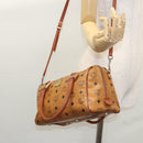 MCM Vicetos Logogram Hand Bag PVC Leather 2way Brown Gold Auth BA646-24