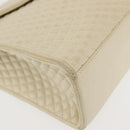 BALLY Quilted Hand Bag Leather Beige Gold Auth BA6460-9